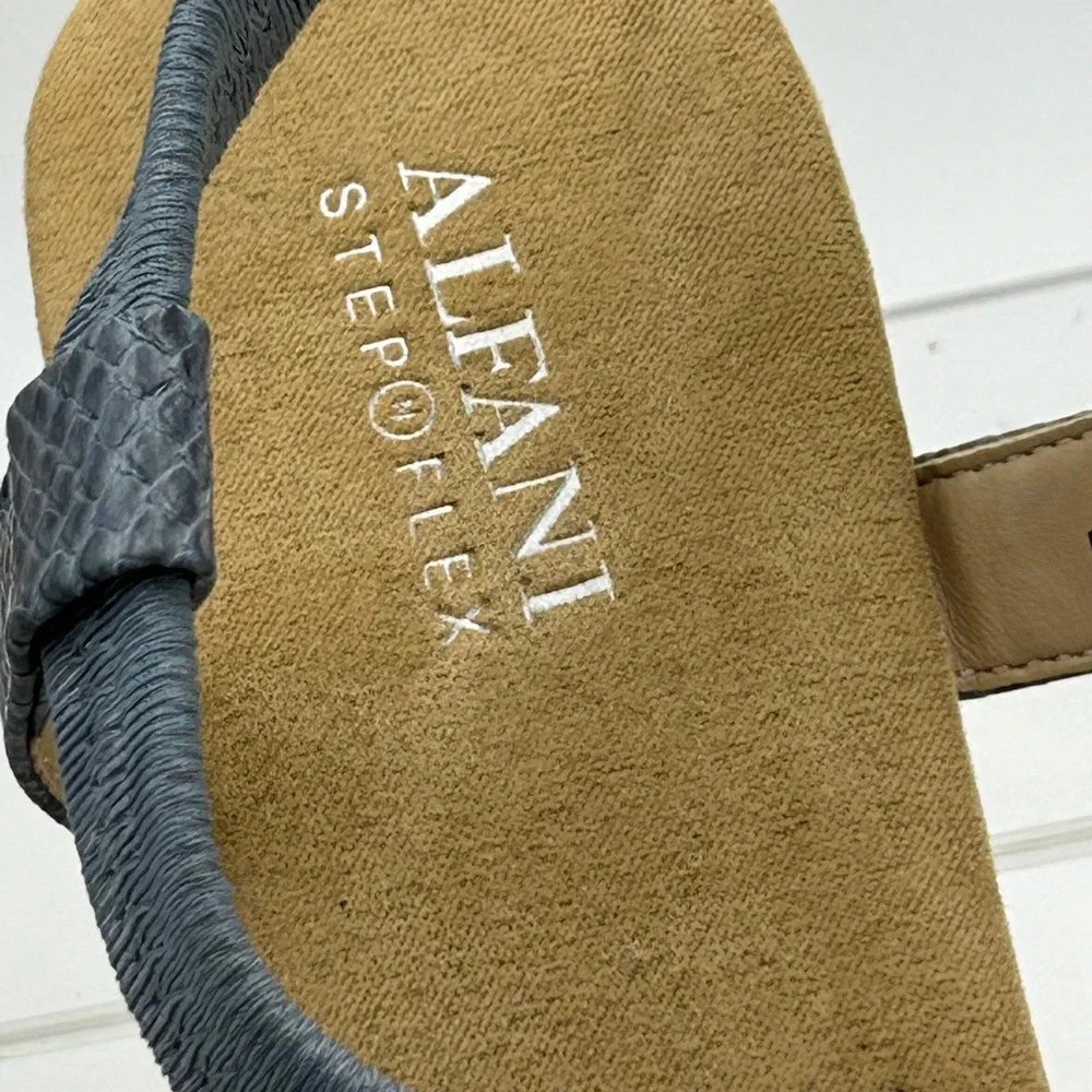 Alfani Voyage Wedge Sandals Womens 9M Blue T-Strap Cork Heel Coastal Summer